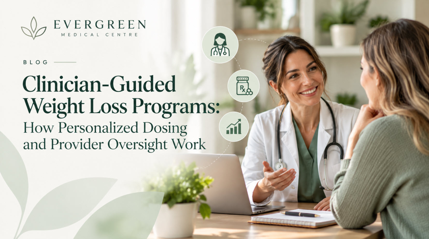 A licensed healthcare provider reviewing a patient's treatment plan, representing provider oversight in a clinician-guided weight loss program